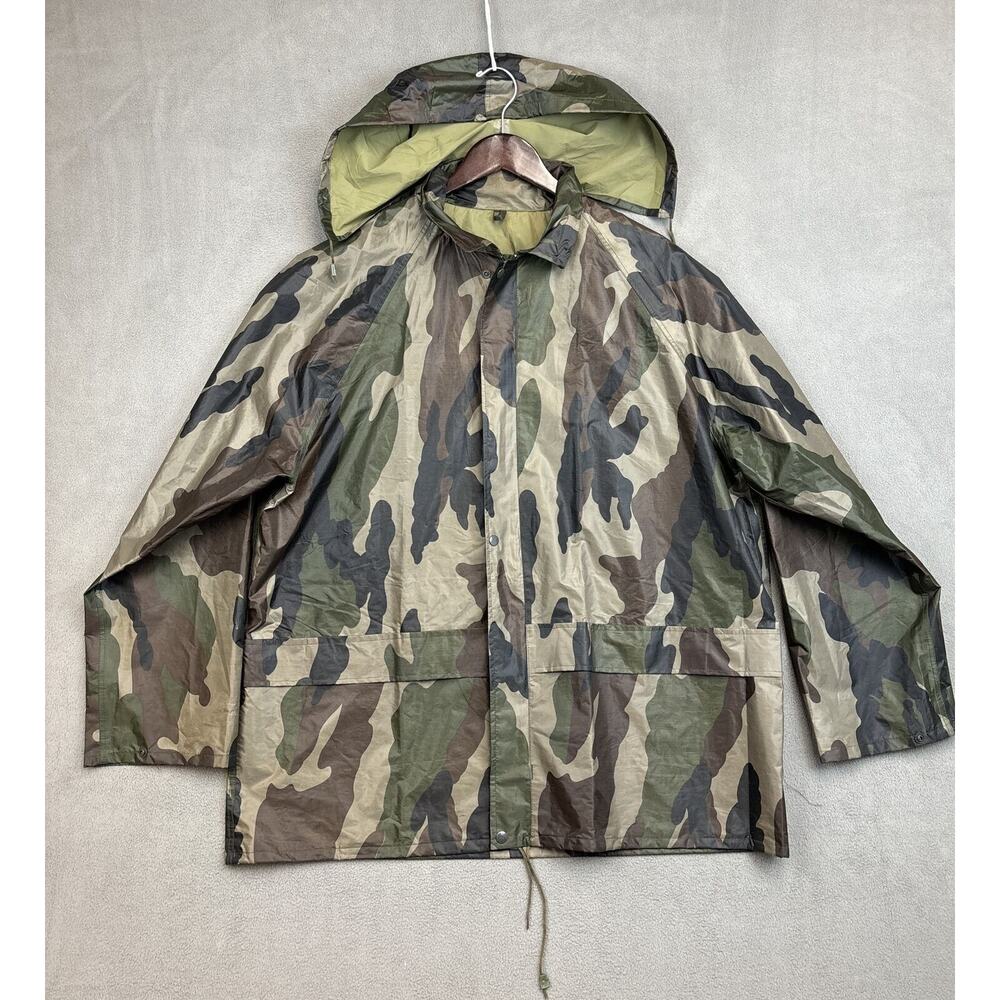 Mil-Tec by Sturm Men's XL Frog Camo Green Rain Hunting Jacket Removable Hood